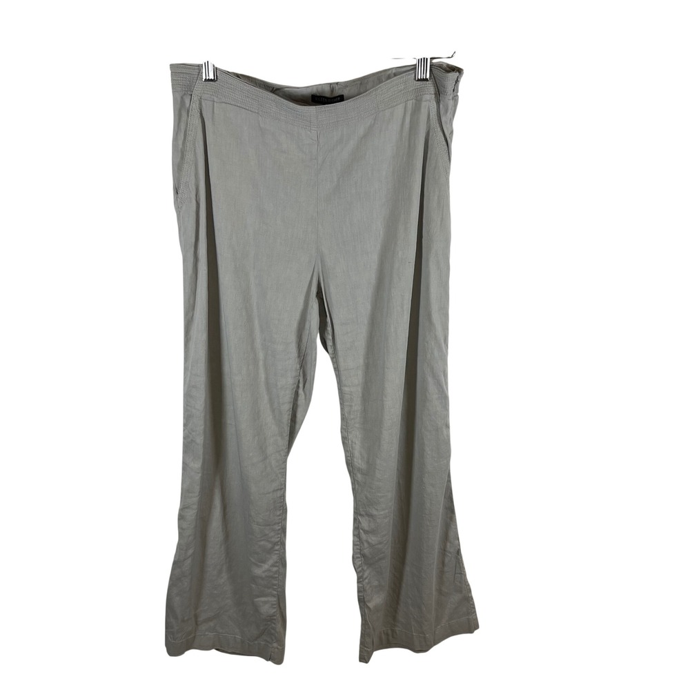 Eileen Fisher Womens Light Gray Italian Linen‎ Wide Leg Side Zip Pants Size S